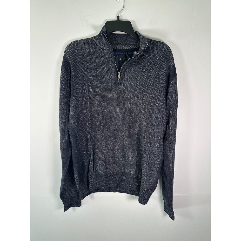 JB Holt Sweater Mens L Navy Marled Cotton Half Zip Pullover Long Sleeve
